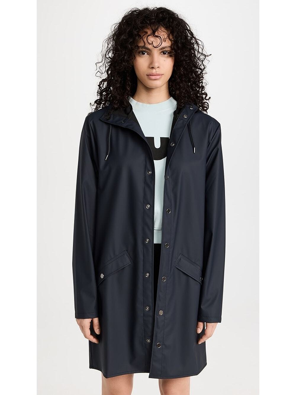 RAINS Black Long Jacket Size S/M